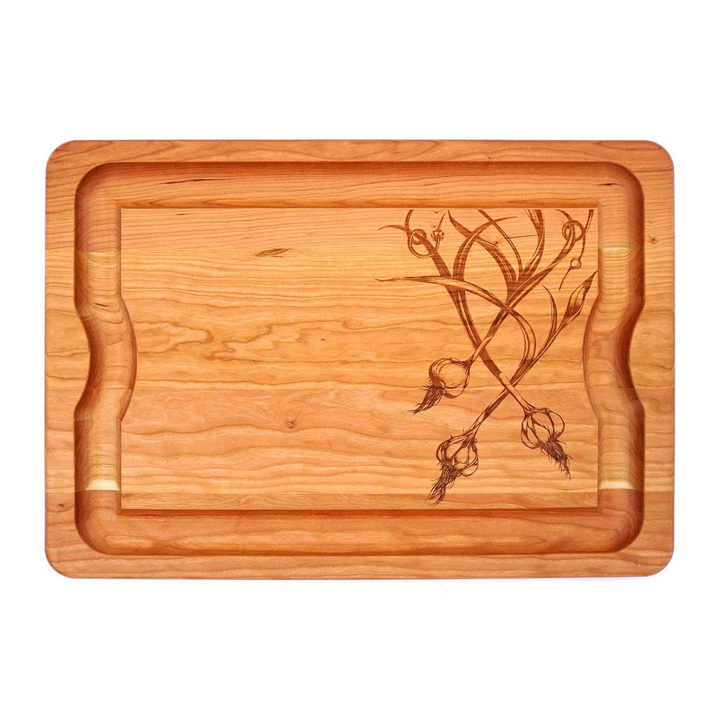 JK Adams Cherry Carving Board 20x14x1 with Garlic Engraving