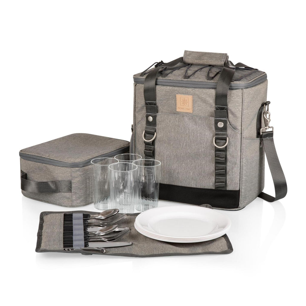 Picnic Cooler with Service for Four Heathered Gray
