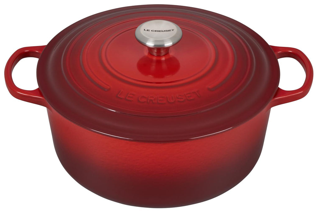 Le Creuset Signature Round Dutch Oven, Cerise/Black - 7.25 qt