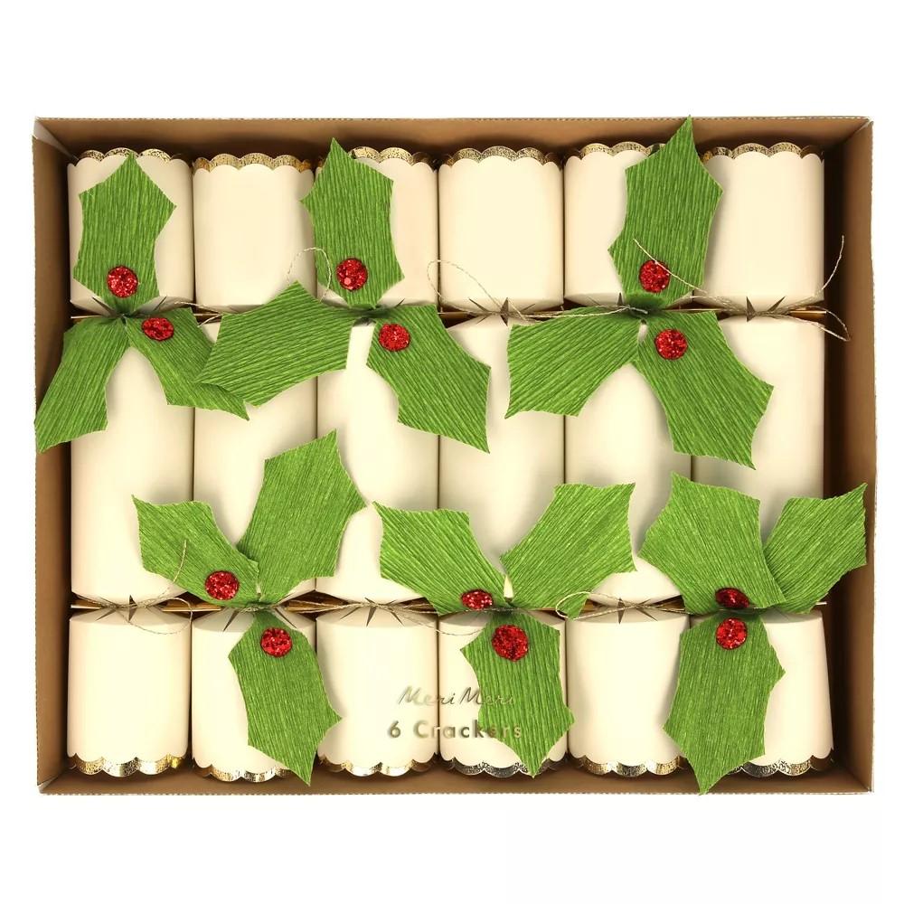Christmas Crackers Holly Set of 6
